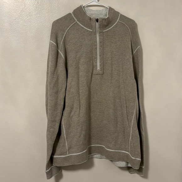 Tommy Bahama Beige Reversible Half Zip - Picture 2 of 6